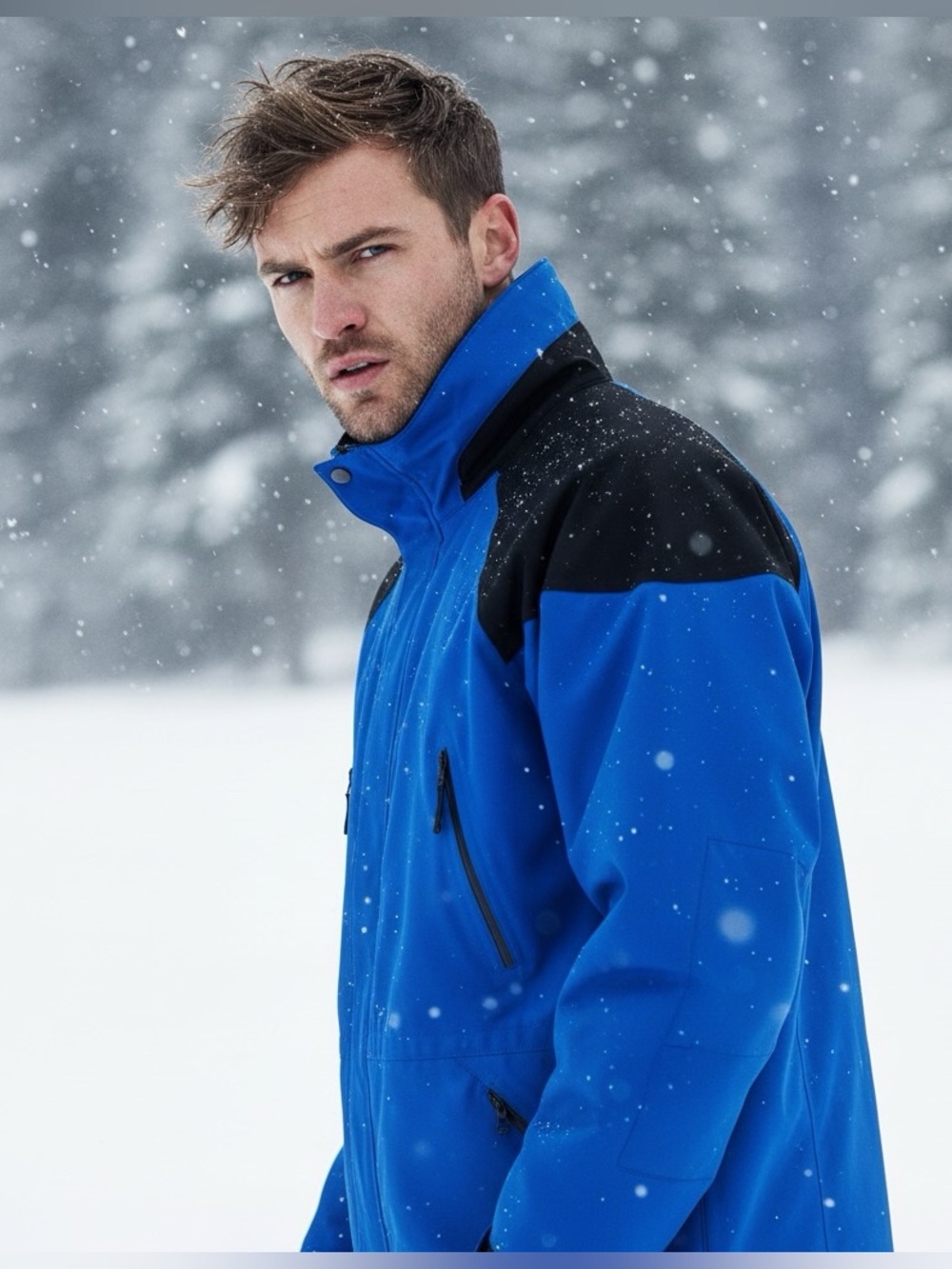 Maxam Mountain Goose Down Coat Large Vintage Blue Black Fleece Lined Parka Sz: L